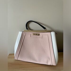 Aldo blush Pink and White large tote gold bar at top. NWOT never used